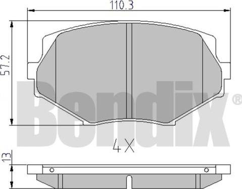 BENDIX 510298 - Kit de plaquettes de frein, frein à disque cwaw.fr