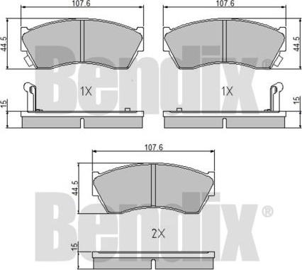 BENDIX 510252 - Kit de plaquettes de frein, frein à disque cwaw.fr