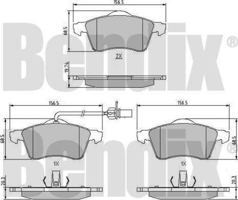 BENDIX 510208 - Kit de plaquettes de frein, frein à disque cwaw.fr