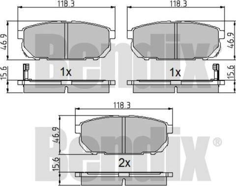 BENDIX 510219 - Kit de plaquettes de frein, frein à disque cwaw.fr