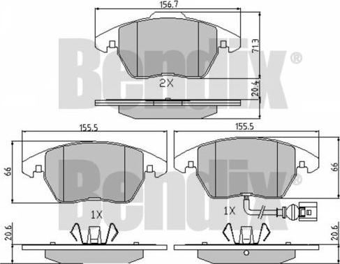 BENDIX 510222 - Kit de plaquettes de frein, frein à disque cwaw.fr