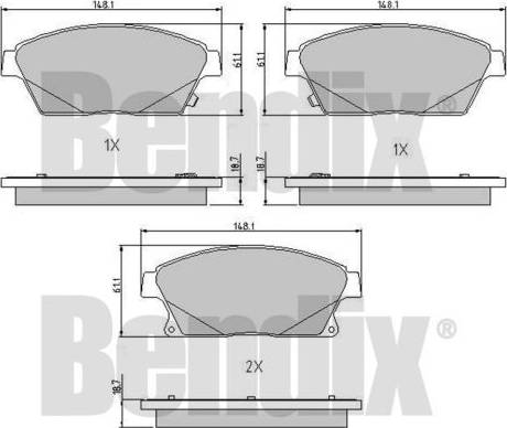 BENDIX 510760 - Kit de plaquettes de frein, frein à disque cwaw.fr