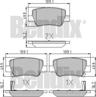 BENDIX 510768 - Kit de plaquettes de frein, frein à disque cwaw.fr