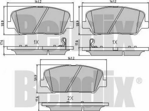 BENDIX 510788 - Kit de plaquettes de frein, frein à disque cwaw.fr