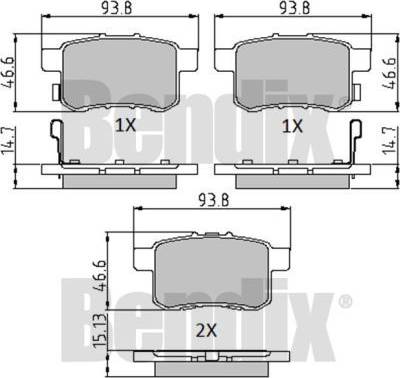 BENDIX 510728 - Kit de plaquettes de frein, frein à disque cwaw.fr