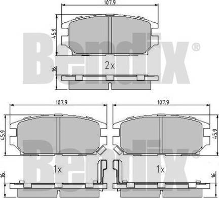 BENDIX 511089 - Kit de plaquettes de frein, frein à disque cwaw.fr