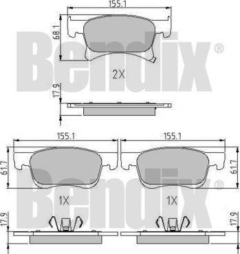 BENDIX 511266 - Kit de plaquettes de frein, frein à disque cwaw.fr