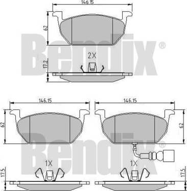 BENDIX 511201 - Kit de plaquettes de frein, frein à disque cwaw.fr