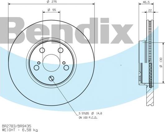 BENDIX BR9435 - Disque de frein cwaw.fr