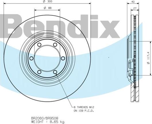 BENDIX BR9508 - Disque de frein cwaw.fr