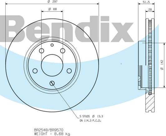 BENDIX BR9570 - Disque de frein cwaw.fr