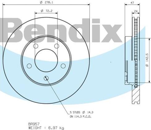 BENDIX BR957 - Disque de frein cwaw.fr