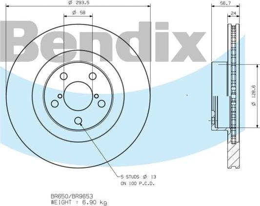 BENDIX BR9653 - Disque de frein cwaw.fr