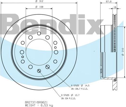 BENDIX BR9621 - Disque de frein cwaw.fr