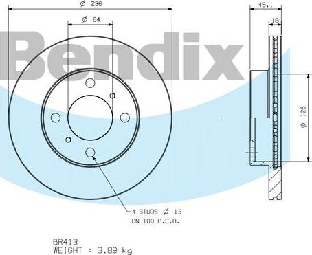 BENDIX BR413 - Disque de frein cwaw.fr