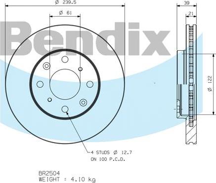 BENDIX BR2504 - Disque de frein cwaw.fr