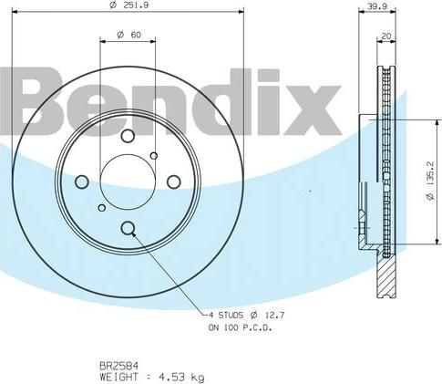 BENDIX BR2584 - Disque de frein cwaw.fr