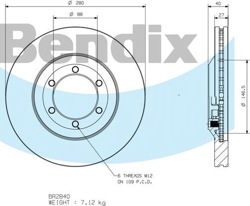 BENDIX BR2840 - Disque de frein cwaw.fr