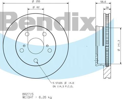 BENDIX BR2715 - Disque de frein cwaw.fr