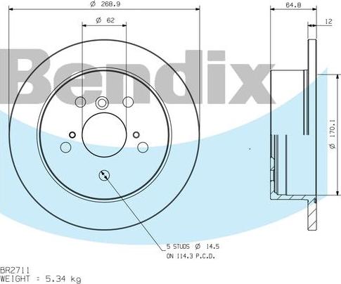 BENDIX BR2711 - Disque de frein cwaw.fr