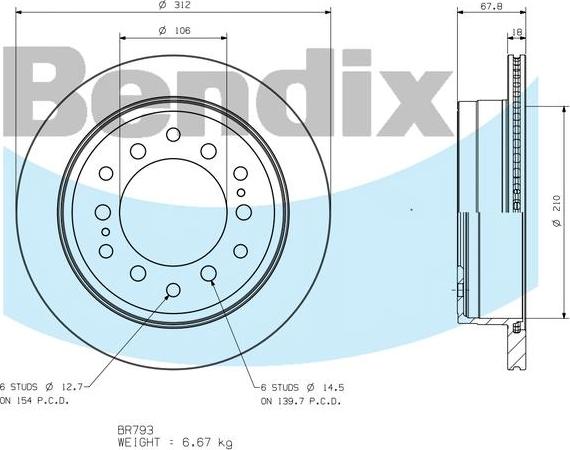 BENDIX BR793 - Disque de frein cwaw.fr