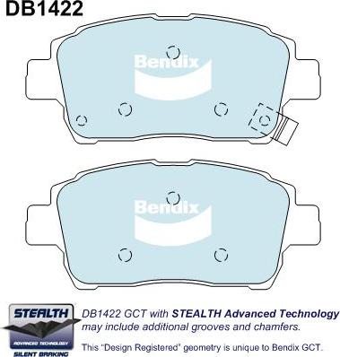 BENDIX DB1422 STEALTH GCT - Kit de plaquettes de frein, frein à disque cwaw.fr