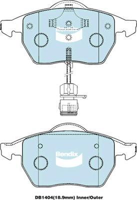 Bendix-AU DB1404 EURO+ - Kit de plaquettes de frein, frein à disque cwaw.fr