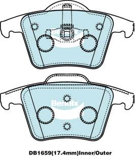 Bendix-AU DB1659 -4WD - Kit de plaquettes de frein, frein à disque cwaw.fr