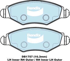 Bendix-AU DB1757 GCT - Kit de plaquettes de frein, frein à disque cwaw.fr