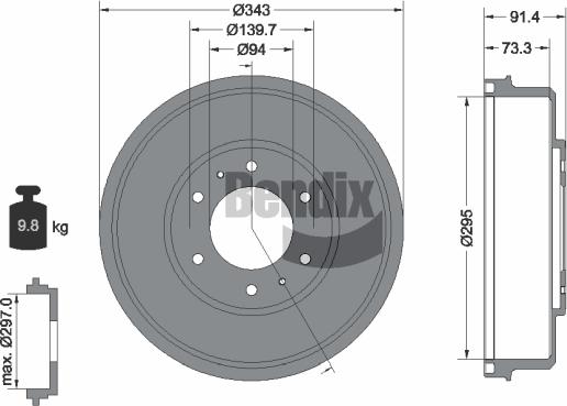 BENDIX Braking BDM1098 - Tambour de frein cwaw.fr