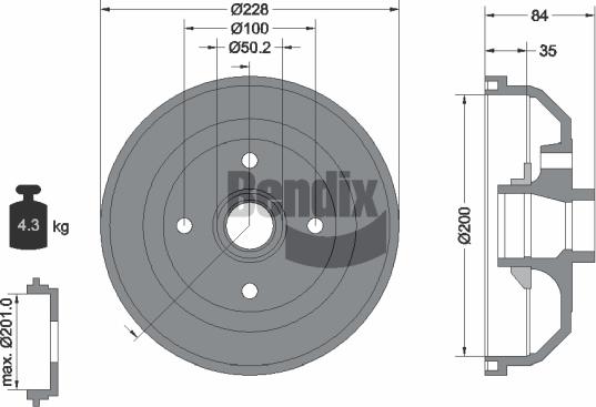 BENDIX Braking BDM1048 - Tambour de frein cwaw.fr