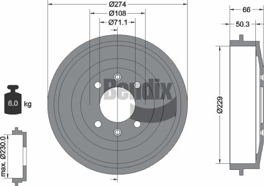 BENDIX Braking BDM1014 - Tambour de frein cwaw.fr