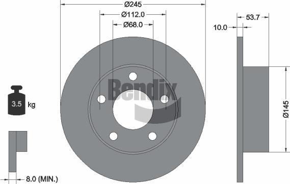 BENDIX Braking BDS1952 - Disque de frein cwaw.fr