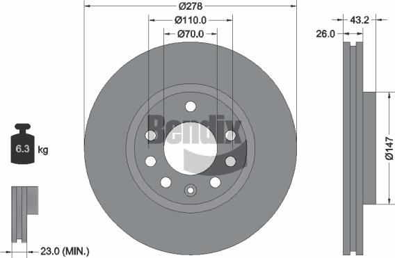 BENDIX Braking BDS1938 - Disque de frein cwaw.fr