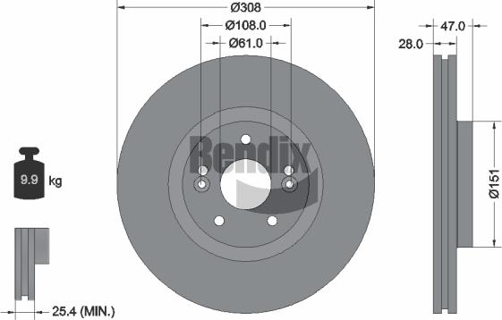 BENDIX Braking BDS1448 - Disque de frein cwaw.fr