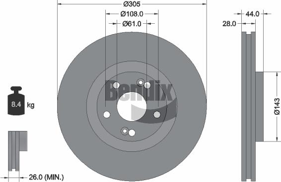 BENDIX Braking BDS1403 - Disque de frein cwaw.fr