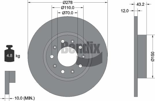 BENDIX Braking BDS1416 - Disque de frein cwaw.fr