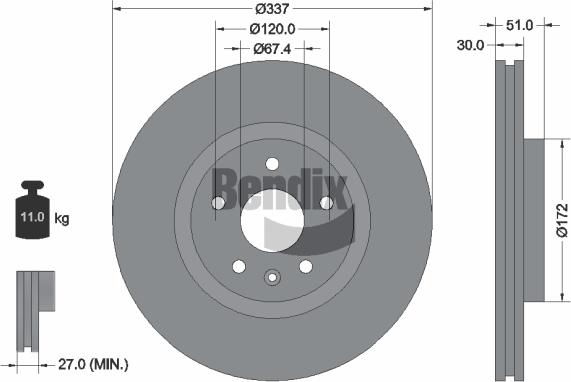 BENDIX Braking BDS1502 - Disque de frein cwaw.fr