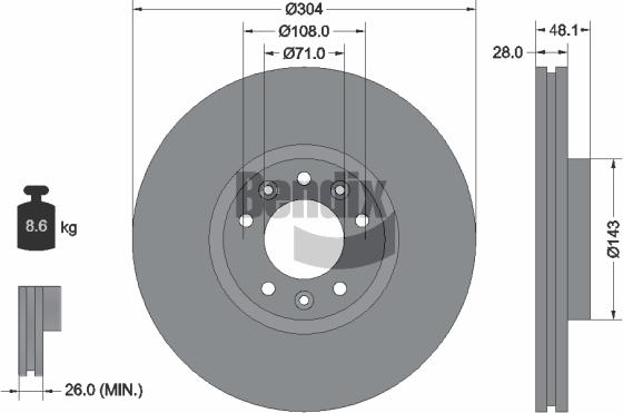 BENDIX Braking BDS1091HC - Disque de frein cwaw.fr