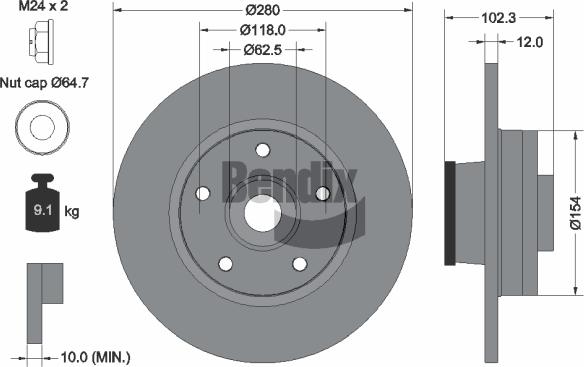 BENDIX Braking BDS1061 - Disque de frein cwaw.fr