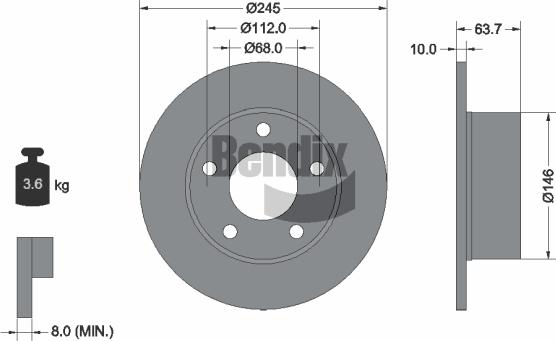 BENDIX Braking BDS1068 - Disque de frein cwaw.fr