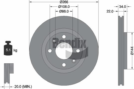 BENDIX Braking BDS1000 - Disque de frein cwaw.fr