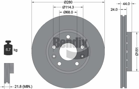 BENDIX Braking BDS1011HC - Disque de frein cwaw.fr