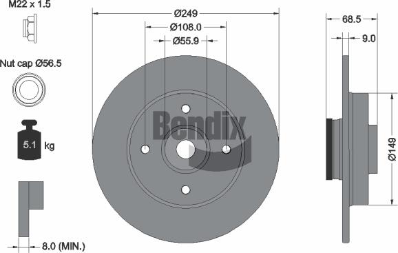 BENDIX Braking BDS1088 - Disque de frein cwaw.fr