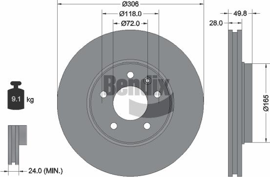 BENDIX Braking BDS1039HC - Disque de frein cwaw.fr