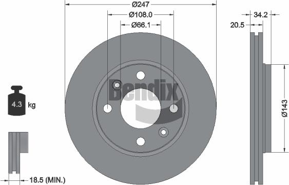 BENDIX Braking BDS1034 - Disque de frein cwaw.fr