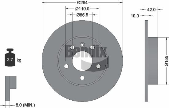 BENDIX Braking BDS1038 - Disque de frein cwaw.fr