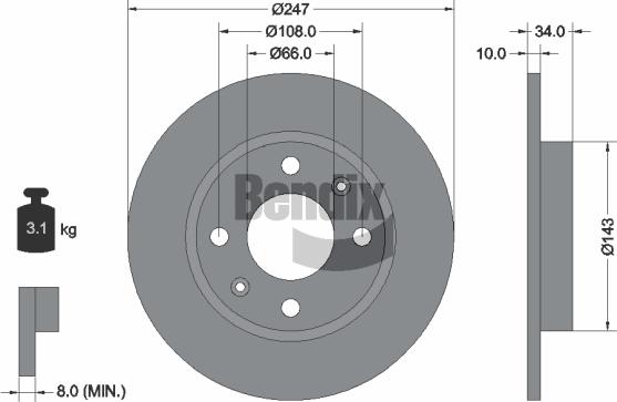 BENDIX Braking BDS1033 - Disque de frein cwaw.fr