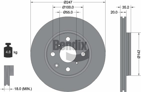 BENDIX Braking BDS1025 - Disque de frein cwaw.fr