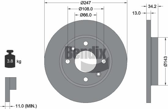 BENDIX Braking BDS1021 - Disque de frein cwaw.fr